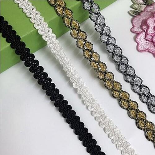 10Yards 10mm Trim Sewing Lace Gold Centipede Braided Lace Ribbon Home Party Decoration DIY Clothes White Curve Lace Accessories
