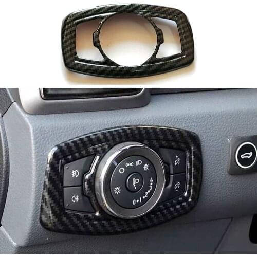 Car Modification Carbon Fiber Color headlight switch Decorative covers For Ranger Everest Endeavour 2015-2021Auto Parts