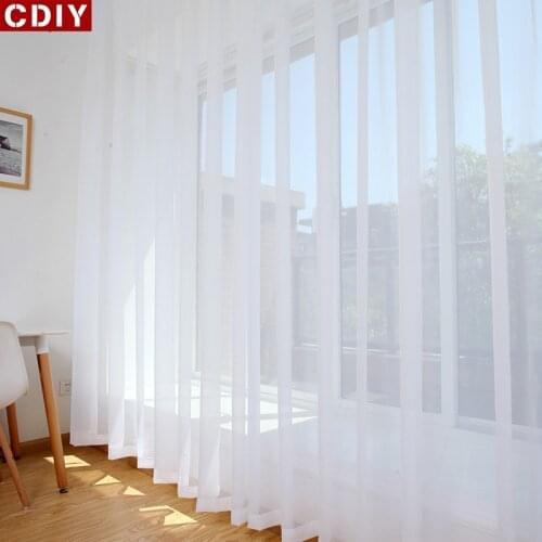 CDIY White Sheer Curtains for Living Room Bedroom Window Treatments Modern Solid Voile Curtains for Window Drapes