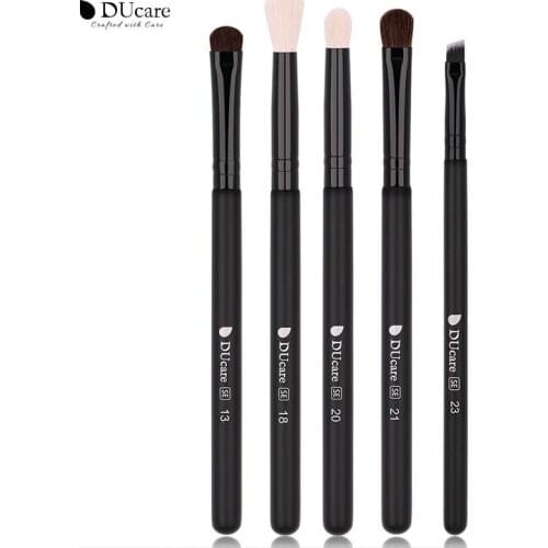 DUcare Makeup Brushes Set Black 5Pcs Professional Eye Shadow Makeup Brush Kits Eyebrow Eyeliner Blending Goat Hair Make up Tools