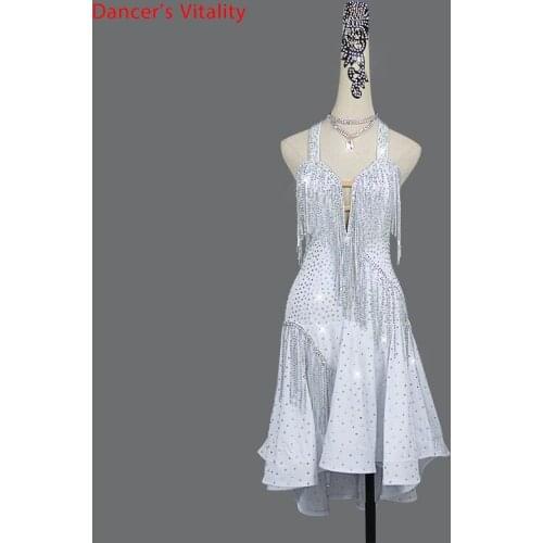 Latin Dance Performance Clothing Competition Clothes Adult Female Child Sexy Dress Professional High-End Tassel Chain Skirt