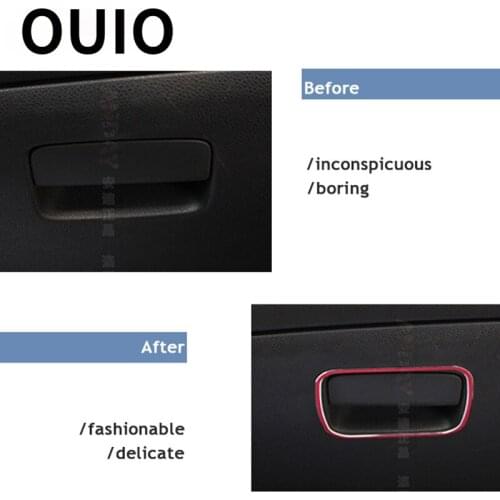 OUIO 1pcs Car Class Glove Storage Box Rings Trim Covers Stickers For Mercedes Benz C117 W117 X156 GLA CLA Class Auto Accessories