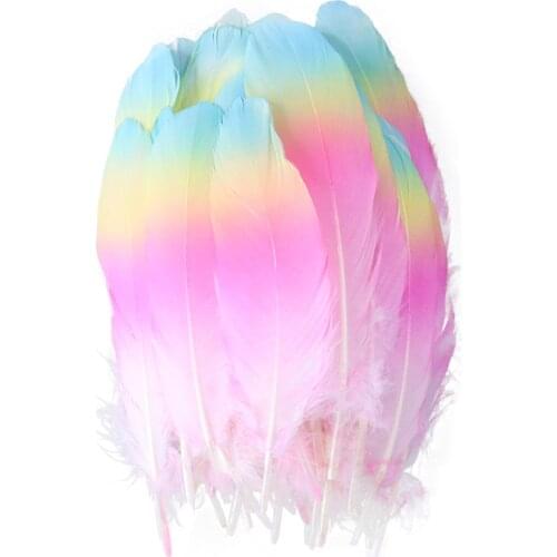 10Pcs Gradient Pink Goose Feathers DIY Carnival Jewelry Decoration Wedding Accessories Beautiful Fluffy Plumes Crafts Wholesale
