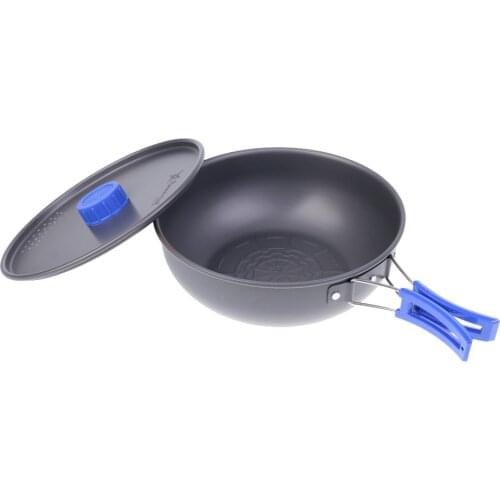 Portable Outdoor Camping Picnic Tableware Cookware Aluminum Alloy Frying Pan with Folding Handle