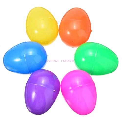 200pcs/lot 6.5*4.8cm Colorful Plastic Eggs Easter Eggs Child Kid Candy Toys Storage Eggs For Birthdays Party Gift Festival DIY