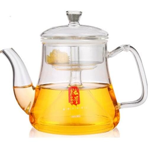 Regimen Steamer Kettle Borosilicate Glass Tea Pot Health Red Herbal Flower Tea Kettle 41 ounce / 1200ml Microwave Stovetop Safe