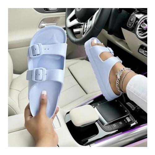 2021 new women slippers EVA thick-soled sandals/slippers double buckle lightweight casual and comfortable flip-flops ms slippers