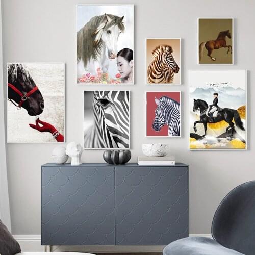 Scandinavian Zebra and Horse Canvas Painting Animal Posters and Nordic Printing Wall Art Picture For Living Room Home Decoration