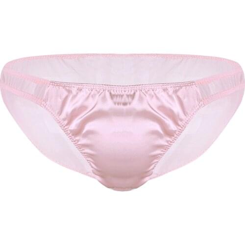 Gay Sissy Hot Panties Men Lingerie Underwear Sexy Lingerie See Through Sheer Mesh Satin Ruffle Bikini Briefs Underwear Panties