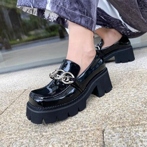 New Leather Mary Janes Shoes Thick-Heeled Retro Platform Shoes Women Loafers Women High Heels Pumps Women femmes chaussures