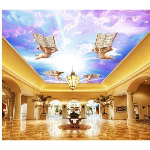 Home Decoration 3d ceiling murals wallpaper European style angel colorful sky ceiling frescoes