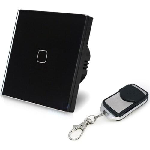 High end black EU standard 1 way 1 gang 220V remote dimmer switch for table lamp tempered glass panel wetproof free shipping