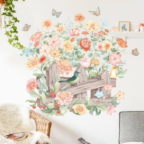 Zerolife 1Pc Removable Flower Wall Sticker Living Room Bedroom Home Decor DIY Flower Vinyl Vines Art Decor Wall Stickers Murals