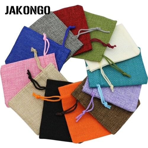 12pcs/lot Mixed color Pouches Jewelry packaging Drawable Linen Bags Gift Bags & Pouches Packing bags 7x9cm