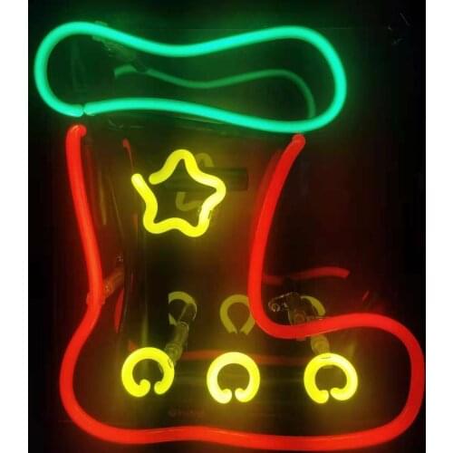 14“ Boot Shoe Christmas Acrylic Custom Neon Light Lamp Sign Beer Bar Real Glass Decorate Home Wall Room Windows Tube Artwork