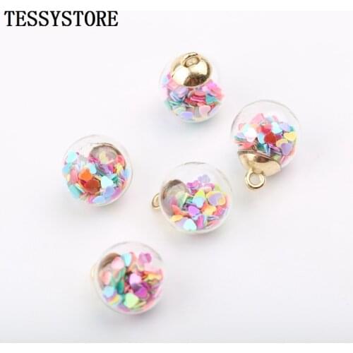 16mm Transparent Glass Ball Small Pendant With Small Loving Heart Inside Pendant For Jewelry Making Necklace Earring Accessories