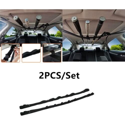 2pcs Fishing Rod Gear Holder 5 Slot Vehicle Fish Rod Rack Pole Belt Strap Carrier Car Mounted Storage Auto Tools Box Accessorie