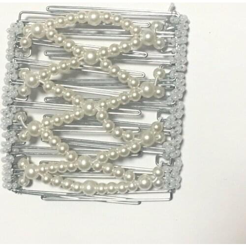 2pcs/lot Pure Pearl metal comb white shinning bright luxury style girls wedding party birthday best gift magic comb