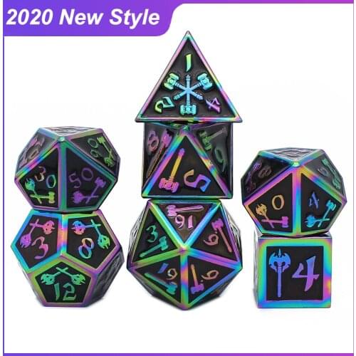 2020 New Style Metal Dice RPG MTG DnD Dice Include Dice Pouch A Variety of Colors D4 D6 D8 D10 D12 D20 Board Game Dice Set