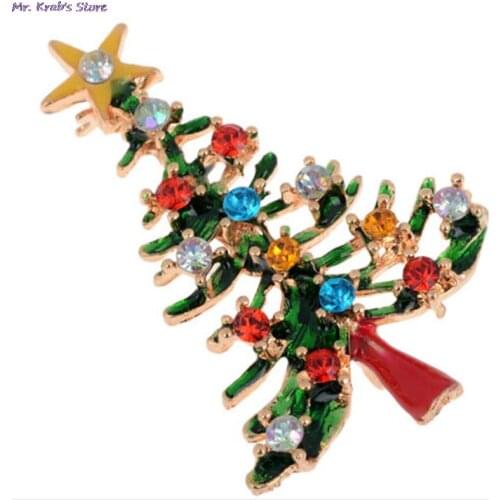 2021 Hot 1 PC Christmas Tree Brooch Pin Lucky Festival Favor Collar Clip Scarf Buckle Jewelry Women Party Gift Beauty Decor New