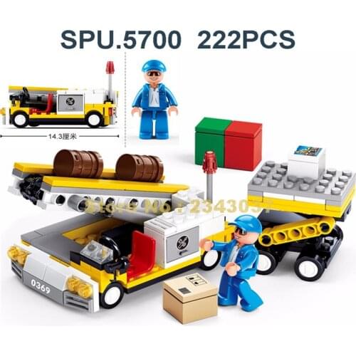 Sluban 0369 222pcs Urban Space Aviation Series Luggage Cars Truck Building Block Toy