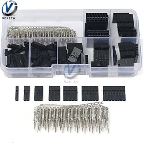 310Pcs 2.54MM Male+Female DuPont Wire Jumper and Pin Header Sockets Connector Housing Kit with Terminal Box Electronics DIY