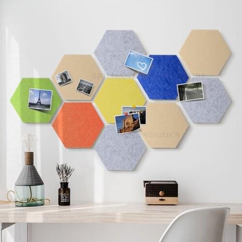32CM Color Felt Hexagon Message Board Multilateral Hexagon Felt Work Display Board Self-adhesive Photo Wall Sticker