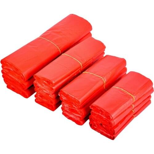 50pcs 9 Sizes Red Carry Out Bags Gift Bag Retail Supermarket Grocery Shopping Plastic Bags with Handle Food for business Bag