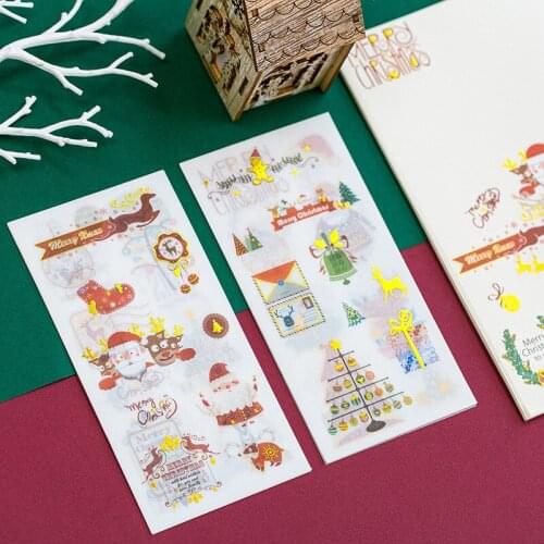 6 pcs/pack Merry Christmas Decorative Stickers Adhesive Stickers DIY Decoration Diary Stationery Stickers label Children Gift