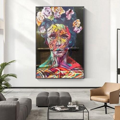 Abstract Graffiti Art Woman Art Paintings on the Wall Art Posters and Prints Modern Street Art Woman Pictures Home Wall Decor