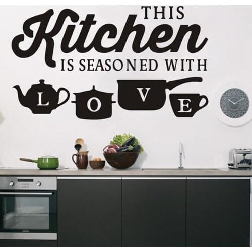 English Kitchen Kitchen Dining Room Removable Personality Wall Sticker Kitchen Pot Cup Love Art Dining Room Wall Sticker