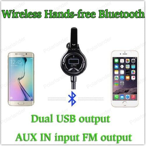 Bluetooth mini Bluetooth hands-free car Support HFP / HSP, A2DP / AVRCP Dual USB output AUX IN input FM output Bluetooth Car Kit