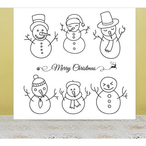 AZSG Happy Christmas Snowman Clear Stamps/Seals For DIY Scrapbooking/Card Making/Album Decorative Silicone Stamp Crafts