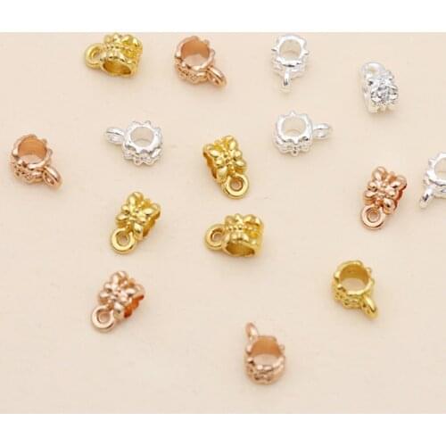 50pcs/lot 6.5x10.2mm(4mm hole) Bead Bails Pendants Clasp Necklace Connector Bails Beads For DIY Necklace Making Supplies Jewelry