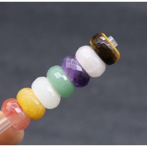 5Pcs 8x14mm Large Hole Beads Faceted Semi-precious 9 Colors Hole 6mm Abacus Round Loose Beads DIY for Bracelets Necklace