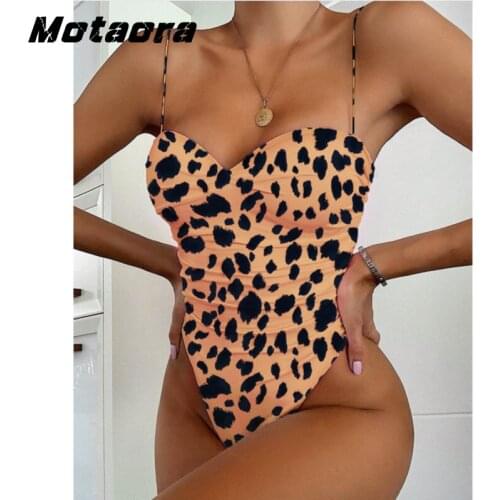 One Piece Swimsuit Female High Waist Swimwear Women Push Up Bathing Suit One Piece Leopart Monokini Halter Brazilian Bikini Set