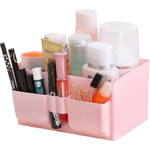 Colorful Multicellular Cosmetic Desktop Organizer Sundries Storage Box Storage Plastic Finishing Box 4 Colors