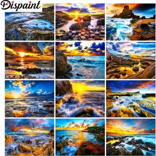 Dispaint Diamond Embroidery DIY Diamond Painting Cross Stitch Kit "Evening seascape" 5D Needlework Diamond Home Decoration