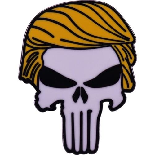 Donald Trump Punisher Hair ghost skull pin President General Elections 2020 Impeach Infidel