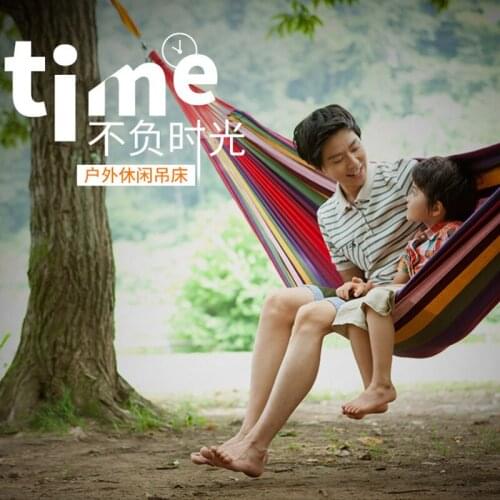 Double hammock Portable Hammock Outdoor Hammock Garden Sports Home Travel Camping Swing Canvas Stripe Hang Bed Hammock