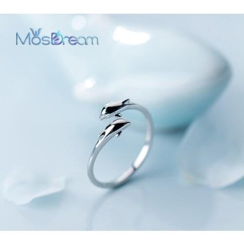 ITSMOS 3D Fresh Dolphins Ring s925 Sterling Silver Lovely Animal Rings for Women Elegent Romantic Gift