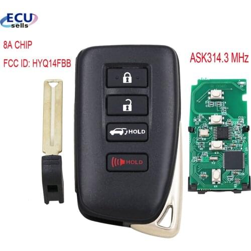 3+1 Button ASK314.3 MHz Smart Remote Key For Lexus (SUV) 2017-2019 Board 0010 8A CHIP FCC ID: HYQ14FBB / TOY12