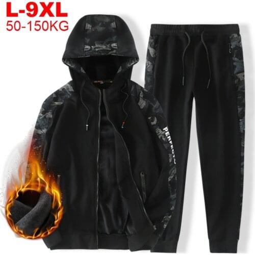 Winter Thick Men Sports Suit Tracksuit Hooded Sportswear Zipper Sweats Suits Hooded Mens Tracksuits Pants Fleece Warm Sets Male