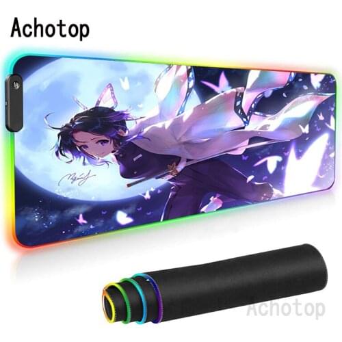 XL Anime Demon Slayer Mousepad HD Printing Computer Gamer Mouse Pad Pc RGB Accessories Gaming 90x40cm Keyboard PC Desk Pad
