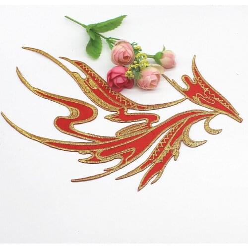 Iron On Patches Gold Metallic Costume Vintage Chinese Traditional Style Cosplay Lace Applique 30cm*17cm Diy