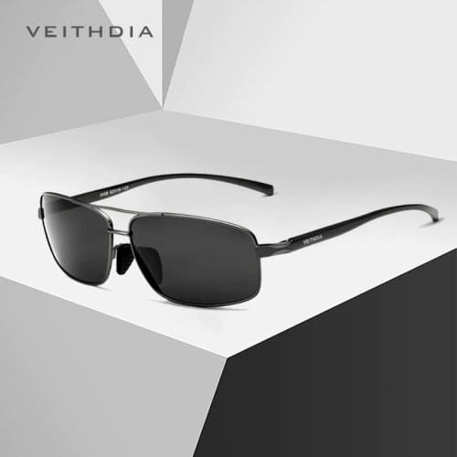VEITHDIA Vintage Retro Brand Designer Men Polarized UV400 Sunglasses Square Classic Men Shades Sun glasses for Men V2458