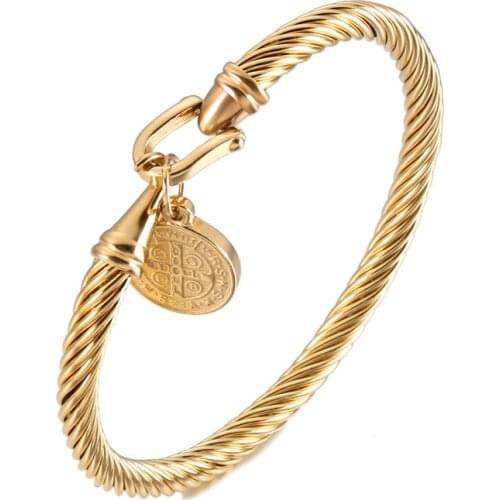 Mens Hand Bangle Cuff Saint Benedict Bracelet Male Catholic Collection Cross Charm Jewelry 2021