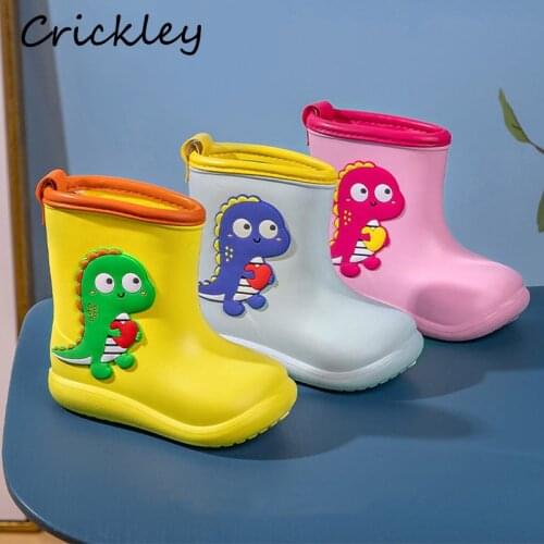 Cartoon Dinosaur Rain Boots for Boys Girls Slip on Waterproof Kids Rain Shoes Non Slip Comfortable Toddler Children Water Shoes