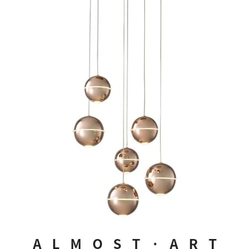 Nordic luster ball rose gold pendant lights bedroom bedside designer dining room luxury lamps stairwell art LED hanging lights