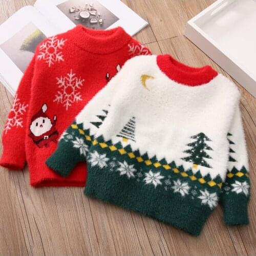 2020 Autumn Winter Kids Plus Velvet Sweater Children Happy New Year Clothing Boys Cotton Patchwork Baby Costumes